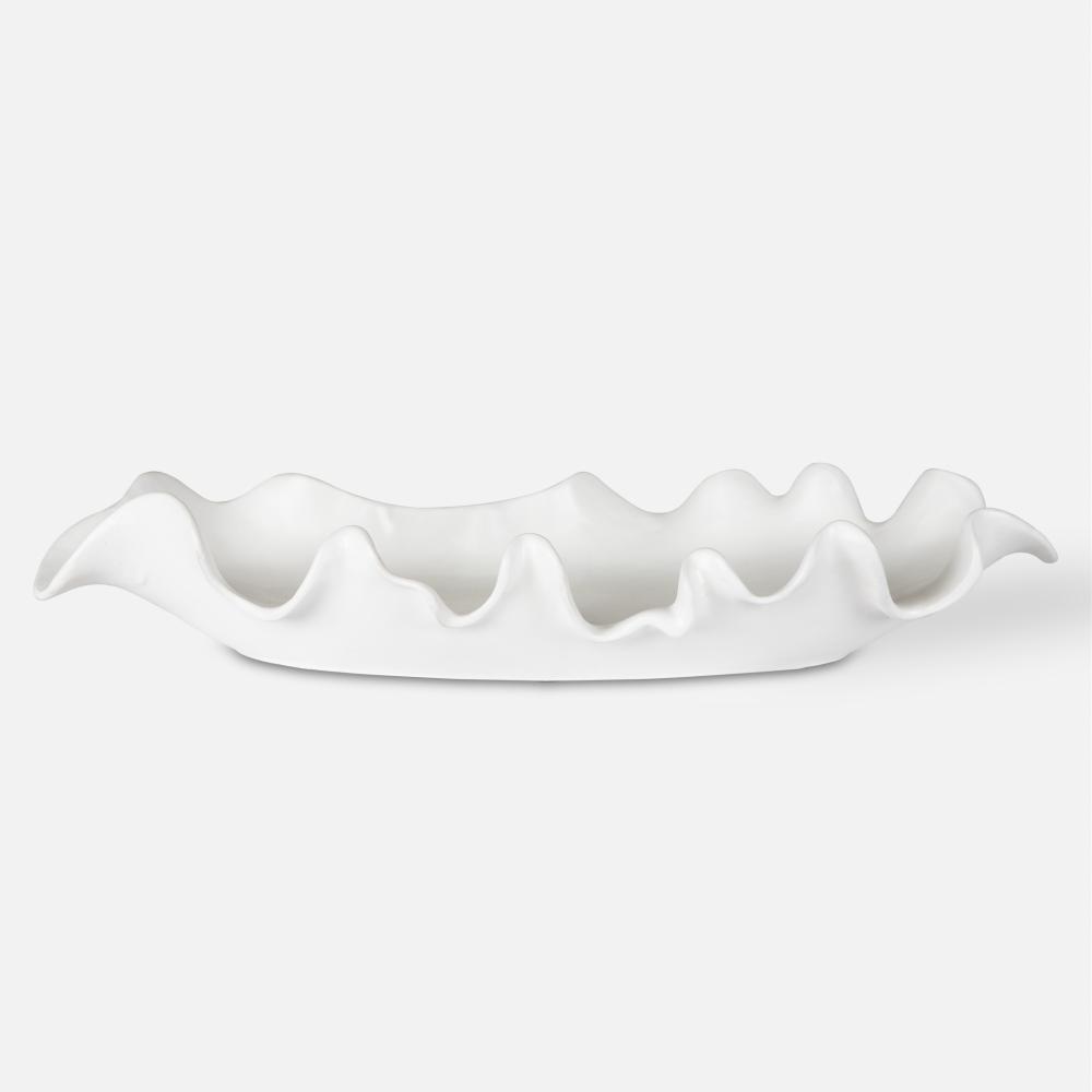 Uttermost Ruffled Feathers Bowl, White
