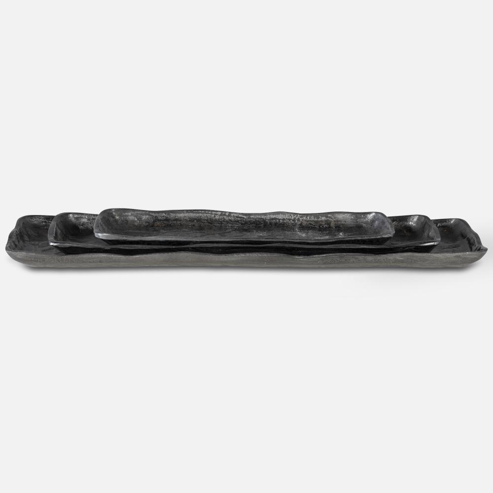 Uttermost Artisan Trays, Antique Nickel, S/3