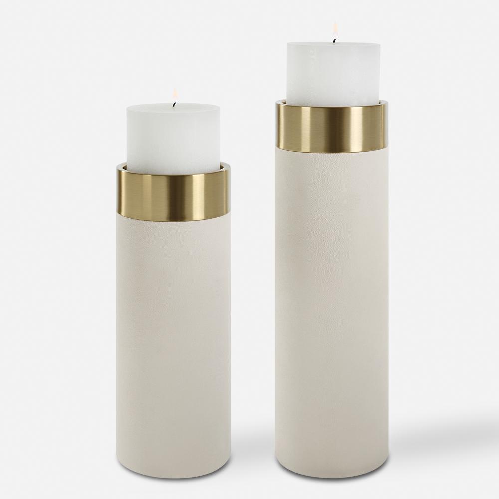 Uttermost Wessex Candleholders, White, S/2