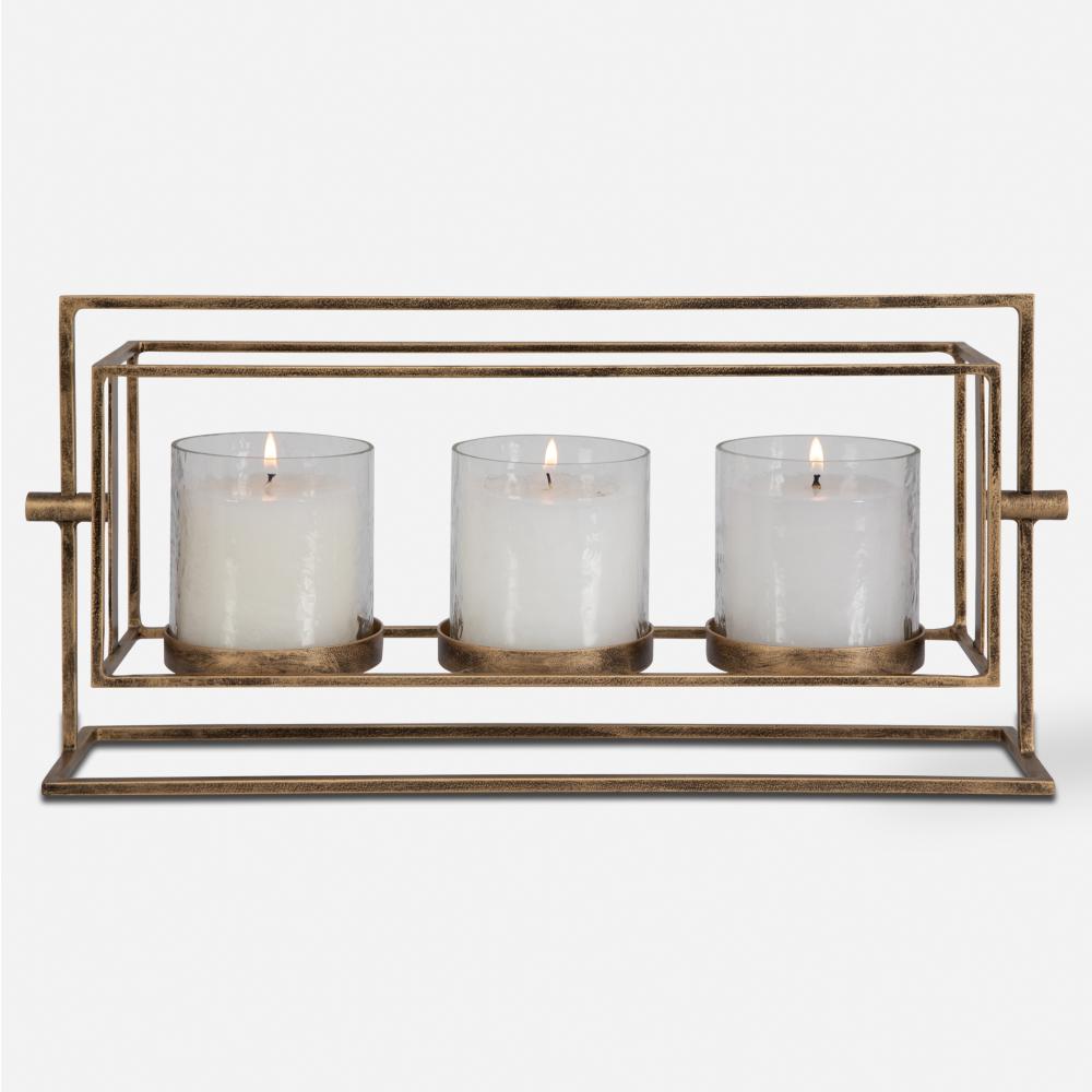 Uttermost Wenman Triple Candleholder, Gold