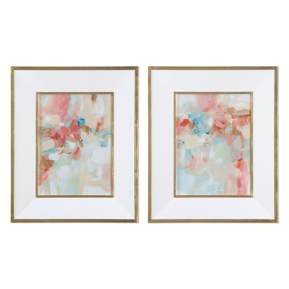Uttermost A Touch of Blush and Rosewood Fences Framed Prints, S/2