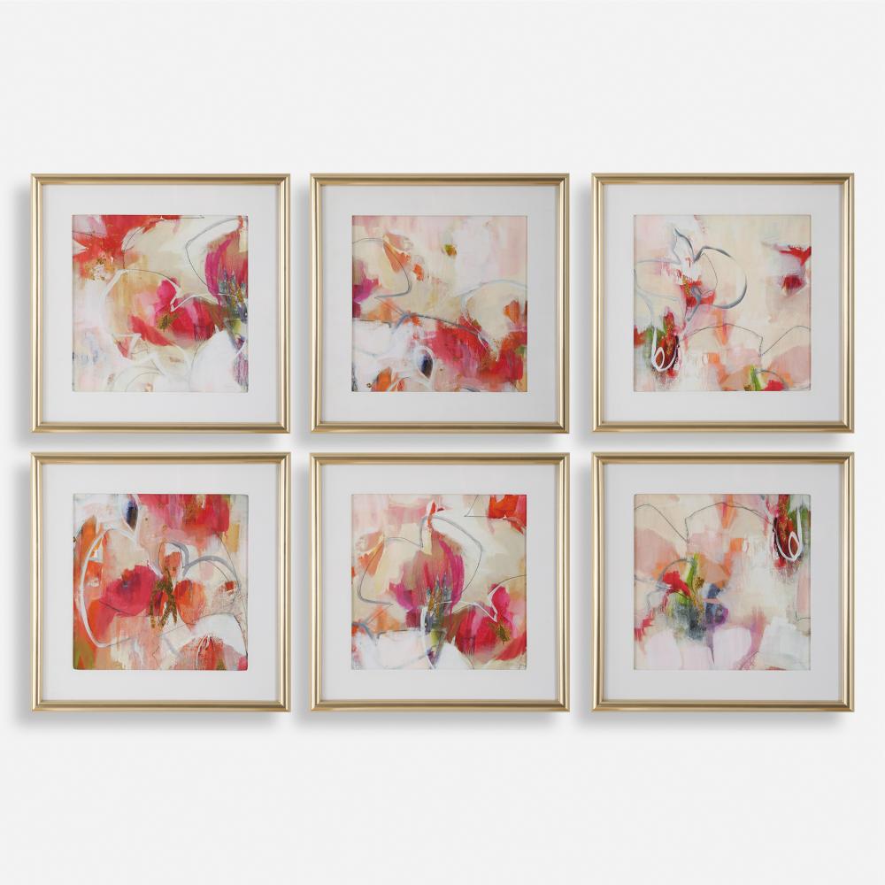 Uttermost Fresh Start Framed Prints, Red, S/6