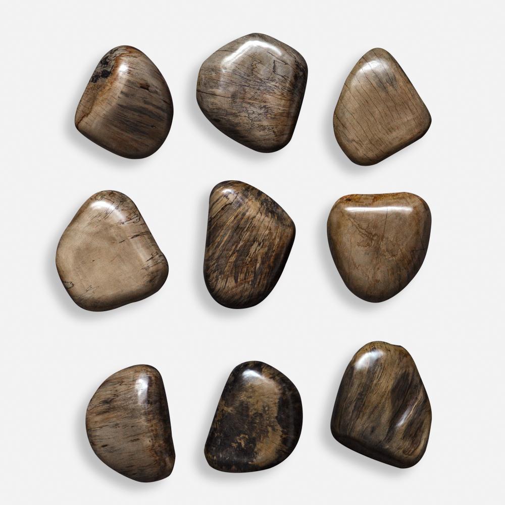 Uttermost Pebbles Wood Wall Decor, Walnut, S/9