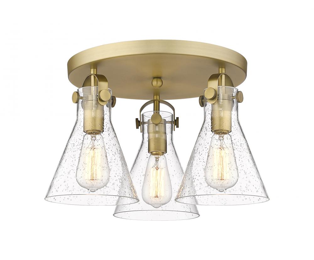 Newton Cone - 3 Light - 18 inch - Brushed Brass - Flush Mount