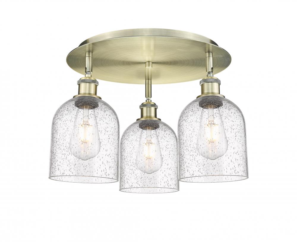 Bella - 3 Light - 17 inch - Antique Brass - Flush Mount