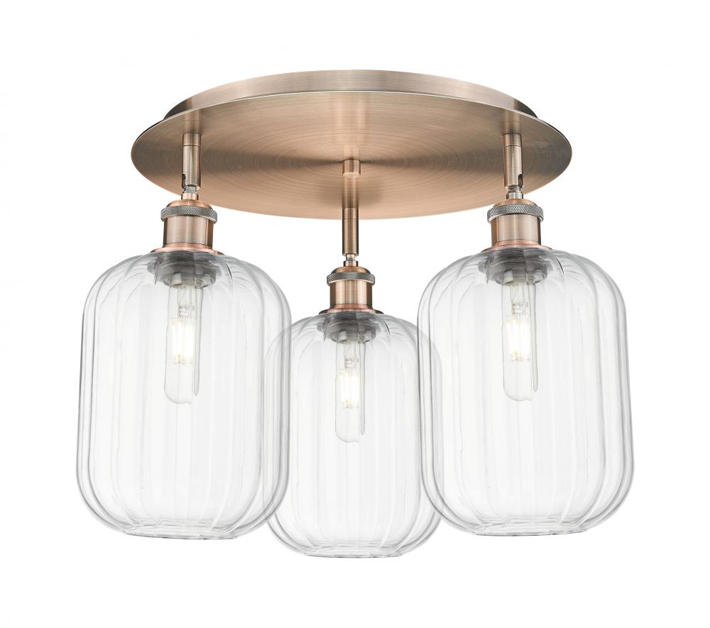 Preston Cylinder - 3 Light - 19 inch - Black Antique Brass - Flush Mount