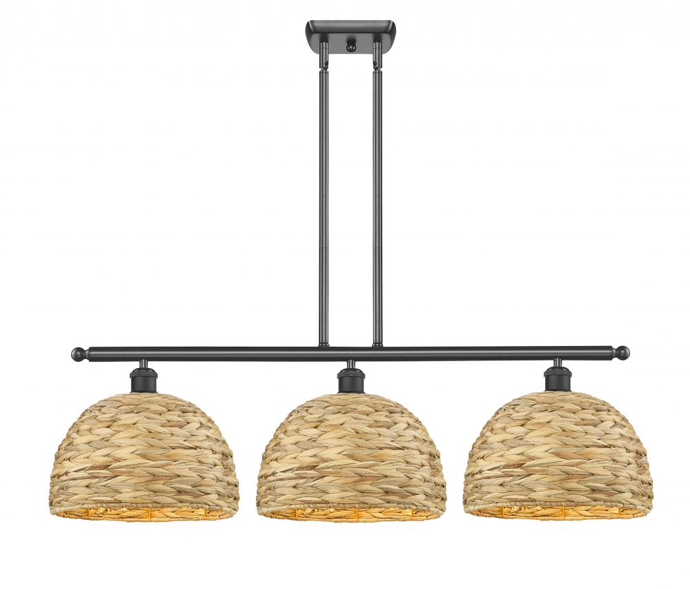Woven Rattan - 3 Light - 39 inch - Matte Black - Multi Pendant
