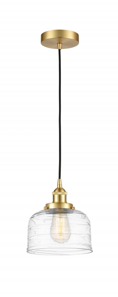 Bell - 1 Light - 8 inch - Satin Gold - Cord hung - Mini Pendant