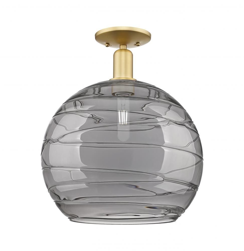 Athens Deco Swirl - 1 Light - 14 inch - Satin Gold - Semi-Flush Mount