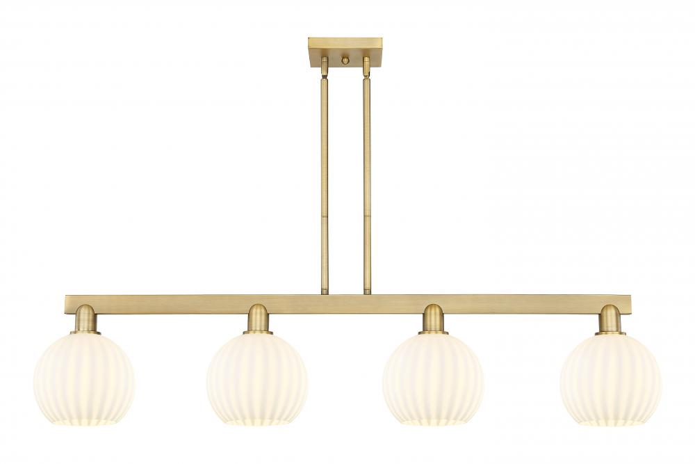 White Venetian - 4 Light - 48 inch - Black Antique Brass - Stem Hung - Island Light