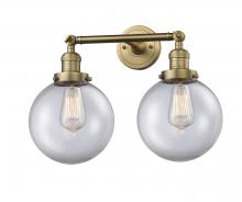 Innovations Lighting 208-BB-G202-8 - Beacon - 2 Light - 19 inch - Brushed Brass - Adjustable Bath Vanity Light