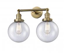 Innovations Lighting 208-BB-G204-8 - Beacon - 2 Light - 19 inch - Brushed Brass - Adjustable Bath Vanity Light
