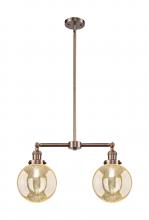 Innovations Lighting 209-AC-G208-8 - Beacon - 2 Light - 25 inch - Antique Copper - Stem Hung - Adjustable Island Light