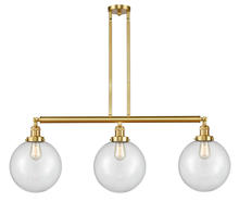 Innovations Lighting 213-SG-G202-10 - Beacon - 3 Light - 42 inch - Satin Gold - Stem Hung - Adjustable Island Light