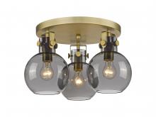 Innovations Lighting 411-3F-BB-G410-7SM - Newton Sphere - 3 Light - 18 inch - Brushed Brass - Flush Mount