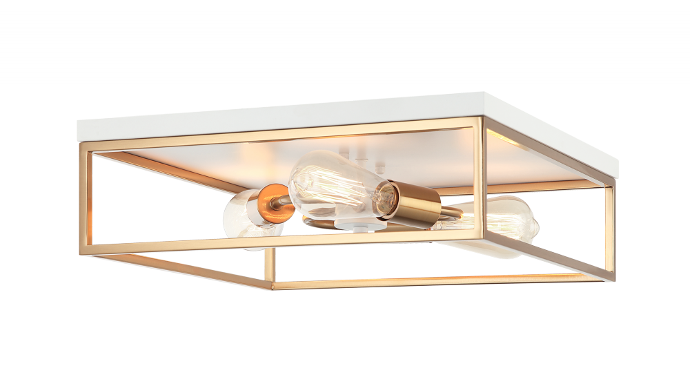 Clarke White + Aged Gold Brass Flush Mounts